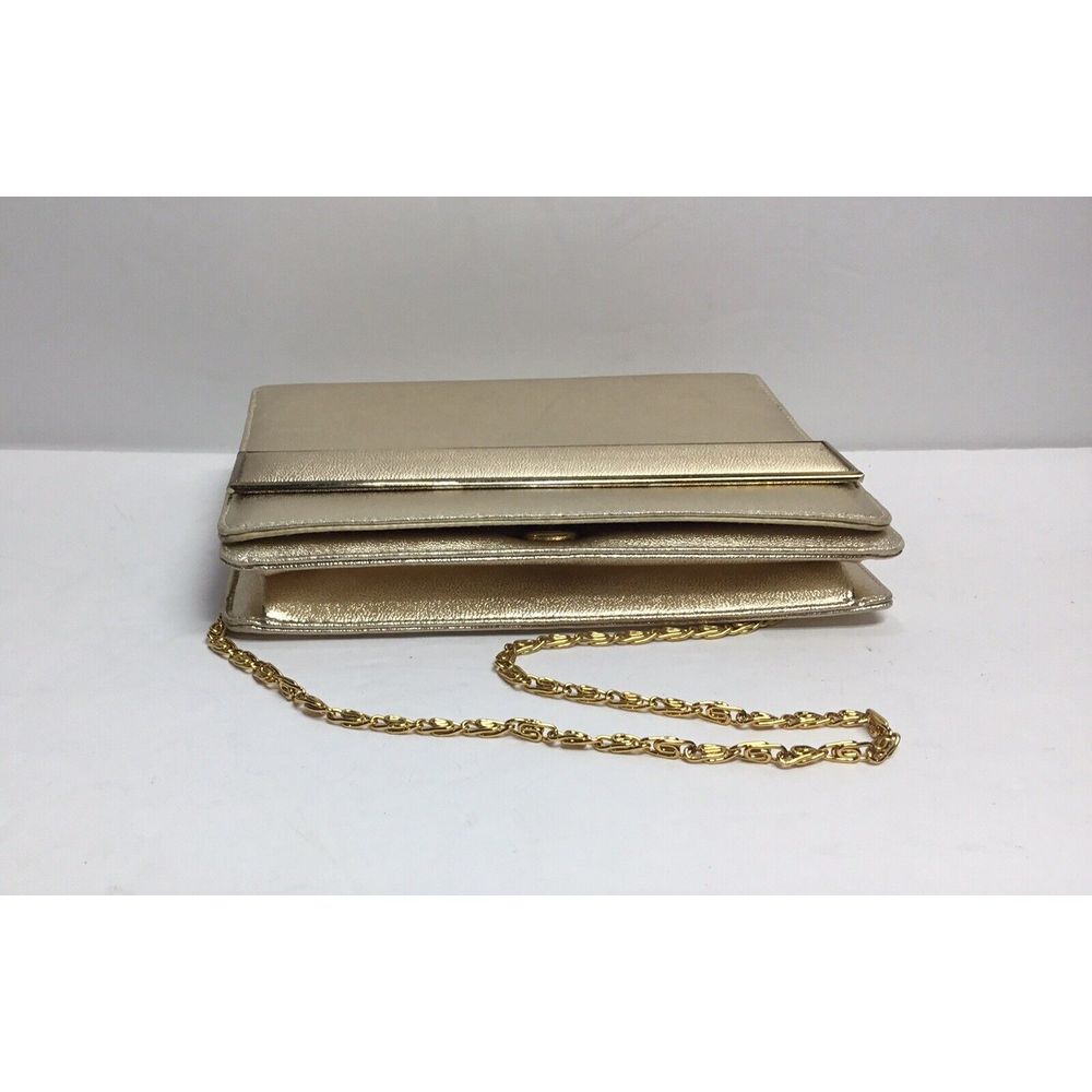 Vintage Miss Lewis‎ gold purse Handbag clutch shoulder bag gold chain Strap - Picture 4 of 9